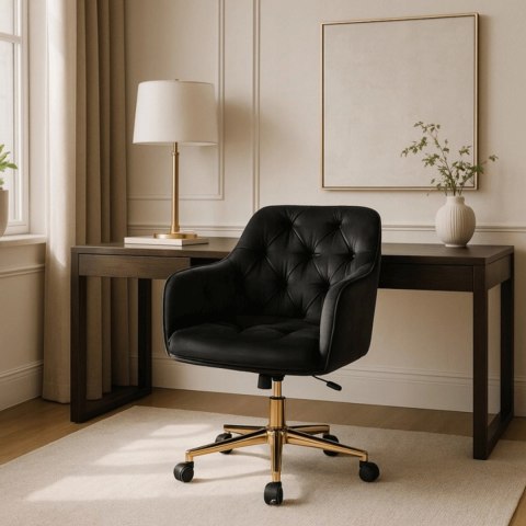 Fotel Obrotowy KONOR Czarny Welurowy