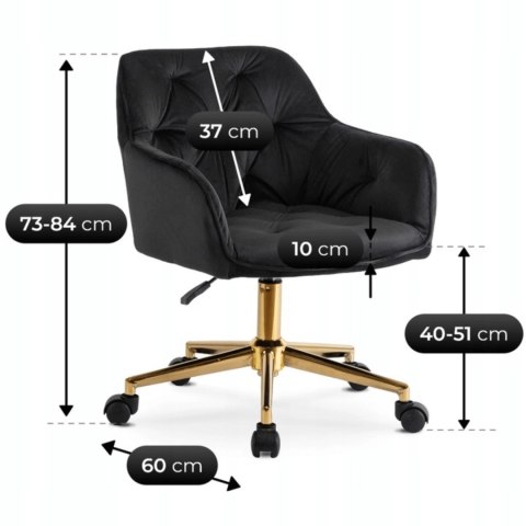 Fotel Obrotowy KONOR Czarny Welurowy