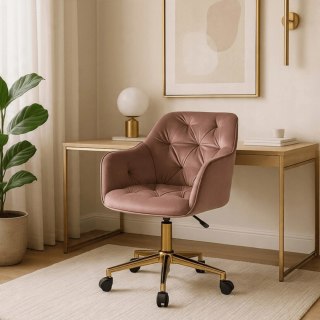 Fotel Obrotowy KONOR Różowy Welurowy