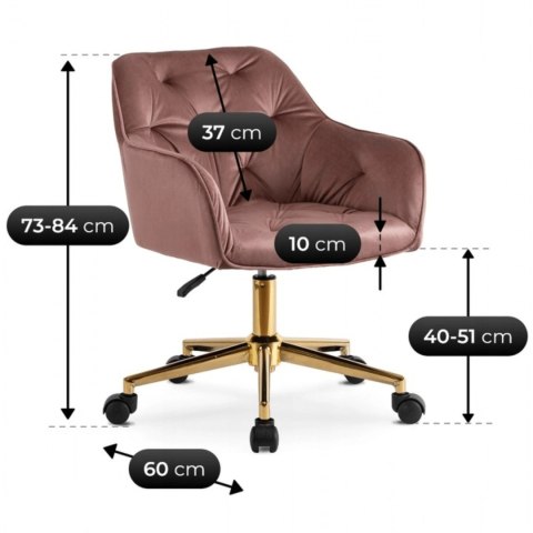 Fotel Obrotowy KONOR Różowy Welurowy