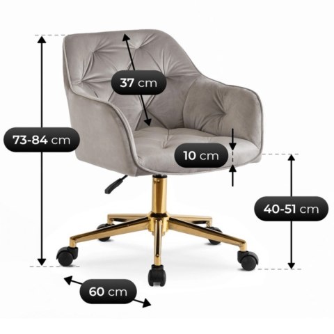 Fotel Obrotowy KONOR Szary Welurowy