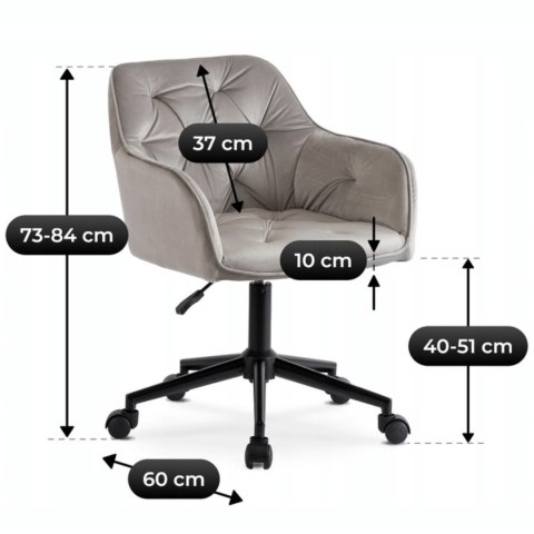 Fotel Obrotowy KONOR Szary/Czarny Welurowy