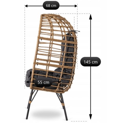 Fotel Ogrodowy MADISON Kokon Wypoczynkowy Szary Nowoczesny Boho