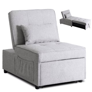 Fotel Wypoczynkowy Rozkładany IBERIS 80 cm Szary Tapicerowany Nowoczesny