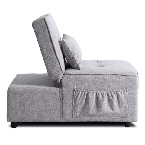 Fotel Wypoczynkowy Rozkładany IBERIS 80 cm Szary Tapicerowany Nowoczesny