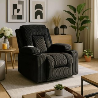 Fotel Rozkładany Masujący BOX Czarny Sztruksowy