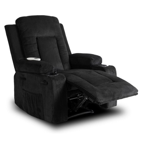 Fotel Rozkładany Masujący BOX Czarny Sztruksowy