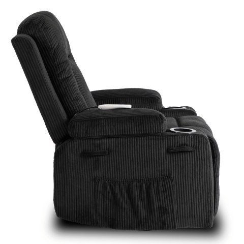 Fotel Rozkładany Masujący BOX Czarny Sztruksowy