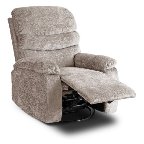 Fotel Rozkładany Masujący BRUCE z Funkcją Kołyski Beżowy Welurowy