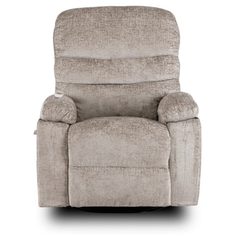 Fotel Rozkładany Masujący BRUCE z Funkcją Kołyski Beżowy Welurowy