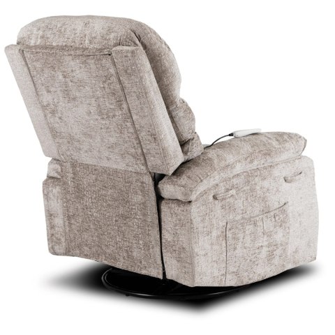 Fotel Rozkładany Masujący BRUCE z Funkcją Kołyski Beżowy Welurowy