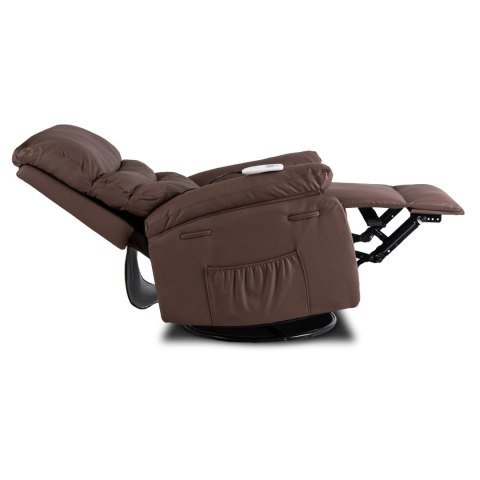 Fotel Masujący BRUCE Rozkładany Brązowy Ekoskóra Nowoczesny