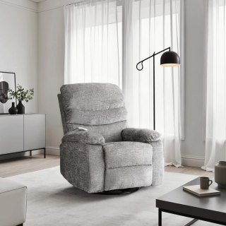 Fotel Rozkładany Masujący BRUCE z Funkcją Kołyski Szary Welurowy