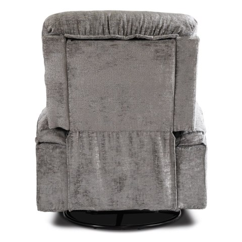 Fotel Rozkładany Masujący BRUCE z Funkcją Kołyski Szary Welurowy