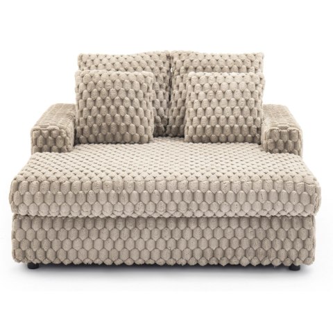 Fotel Wypoczynkowy Sofa KOBEL Beżowy Pluszowy Nowoczesny