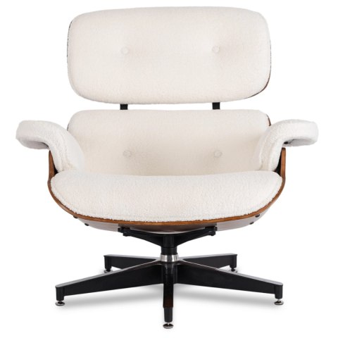 Fotel Wypoczynkowy PALERMO z Podnóżkiem z Drewna Giętego Biały Nowoczesny Loft