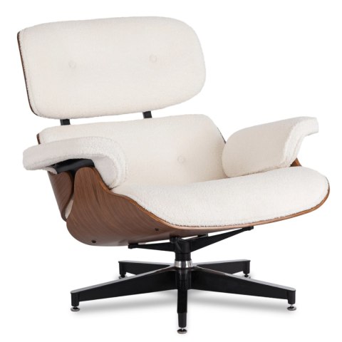 Fotel Wypoczynkowy PALERMO z Podnóżkiem z Drewna Giętego Biały Nowoczesny Loft