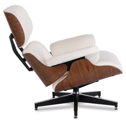 Fotel Wypoczynkowy PALERMO z Podnóżkiem z Drewna Giętego Biały Nowoczesny Loft