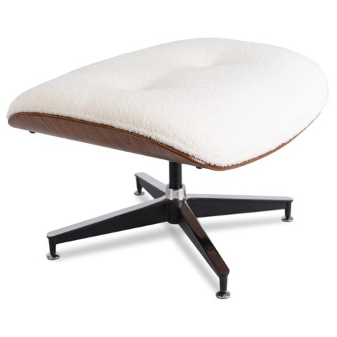 Fotel Wypoczynkowy PALERMO z Podnóżkiem z Drewna Giętego Biały Nowoczesny Loft