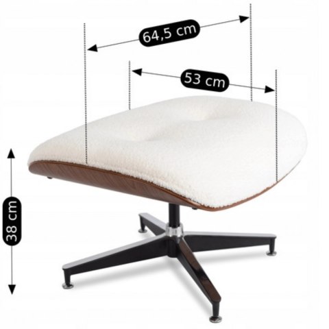 Fotel Wypoczynkowy PALERMO z Podnóżkiem z Drewna Giętego Biały Nowoczesny Loft