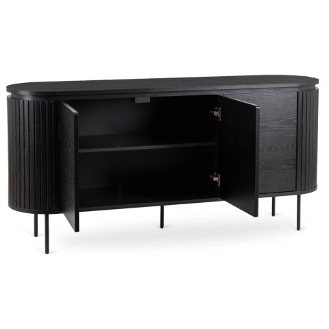 Komoda do Salonu BECK 160 cm Czarna Trzydrzwiowa Ryflowana Nowoczesna