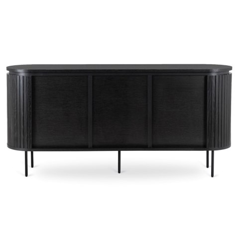 Komoda do Salonu BECK 160 cm Czarna Trzydrzwiowa Ryflowana Nowoczesna