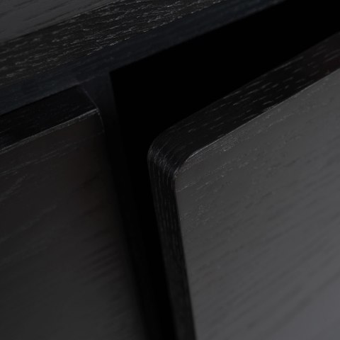 Komoda do Salonu BECK 160 cm Czarna Trzydrzwiowa Ryflowana Nowoczesna