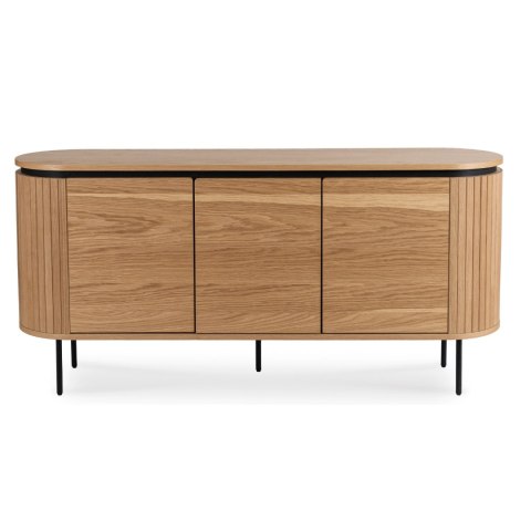 Komoda do Salonu BECK 160 cm Dąb Trzydrzwiowa Ryflowana Nowoczesna