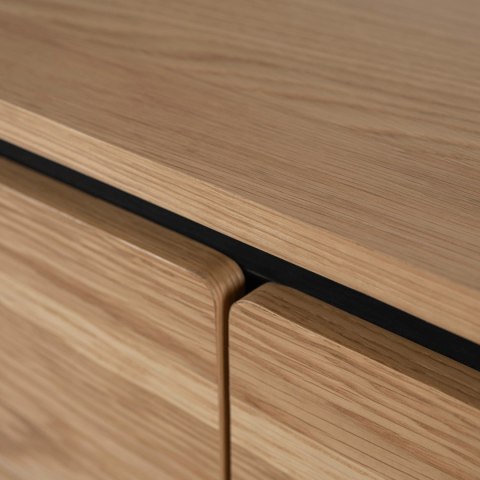 Komoda do Salonu BECK 160 cm Dąb Trzydrzwiowa Ryflowana Nowoczesna