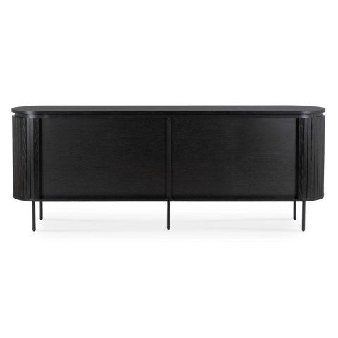 Komoda do Salonu BECK 200 cm Czarna Czterodrzwiowa Ryflowana Nowoczesna