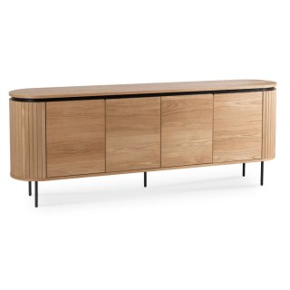 Komoda do Salonu BECK 200 cm Dąb Czterodrzwiowa Ryflowana Nowoczesna