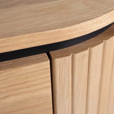 Komoda do Salonu BECK 200 cm Dąb Czterodrzwiowa Ryflowana Nowoczesna