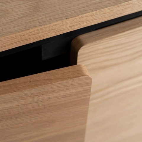 Komoda do Salonu BECK 200 cm Dąb Czterodrzwiowa Ryflowana Nowoczesna