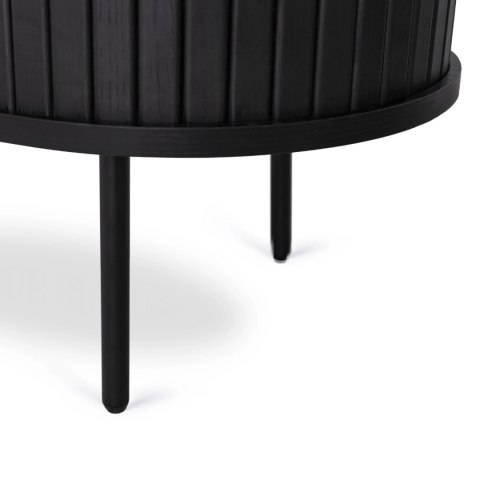 Komoda do Salonu Rozsuwana TRISH 180 cm Czarna Dwudrzwiowa Ryflowana Nowoczesna