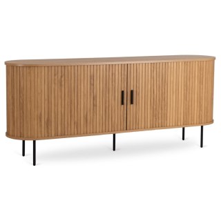 Komoda do Salonu Rozsuwana TRISH 180 cm Dąb Dwudrzwiowa Ryflowana Nowoczesna