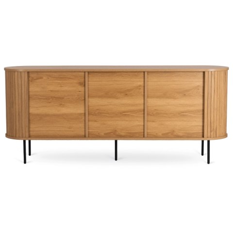 Komoda do Salonu Rozsuwana TRISH 180 cm Dąb Dwudrzwiowa Ryflowana Nowoczesna