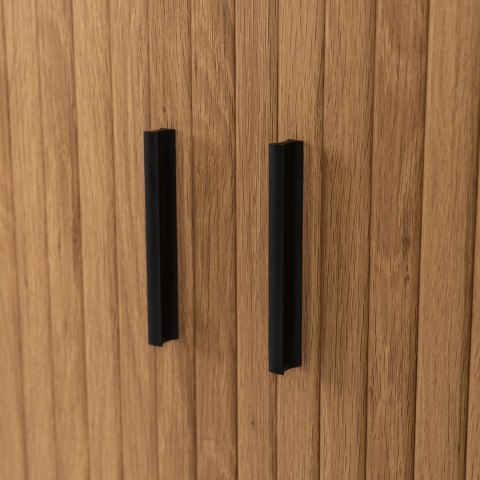 Komoda do Salonu Rozsuwana TRISH 180 cm Dąb Dwudrzwiowa Ryflowana Nowoczesna