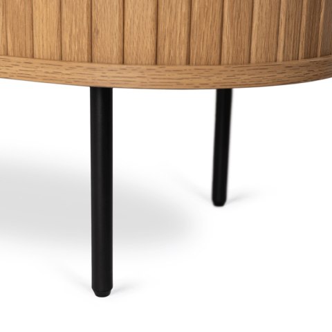 Komoda do Salonu Rozsuwana TRISH 180 cm Dąb Dwudrzwiowa Ryflowana Nowoczesna