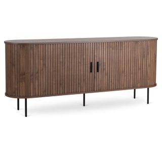 Komoda do Salonu Rozsuwana TRISH 180 cm Orzech Dwudrzwiowa Ryflowana Nowoczesna