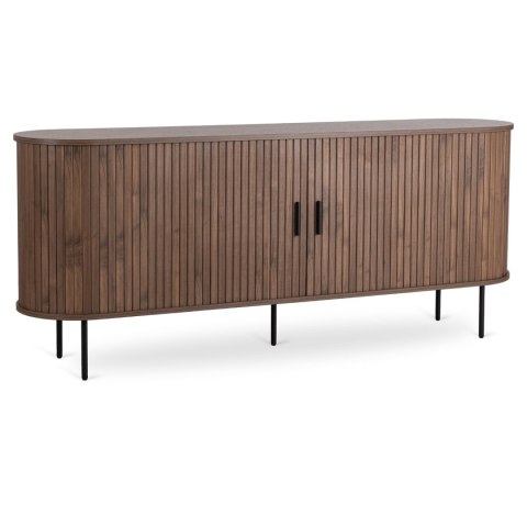 Komoda do Salonu Rozsuwana TRISH 180 cm Orzech Dwudrzwiowa Ryflowana Nowoczesna