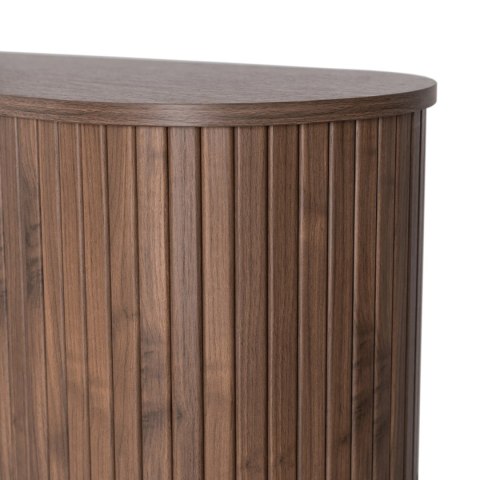 Komoda do Salonu Rozsuwana TRISH 180 cm Orzech Dwudrzwiowa Ryflowana Nowoczesna