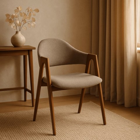 Krzesło RUIZ Beżowe/Orzech