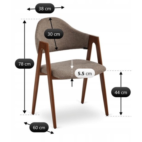 Krzesło RUIZ Beżowe/Orzech