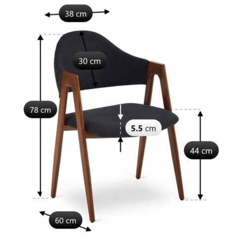 Krzesło RUIZ Czarne/Orzech