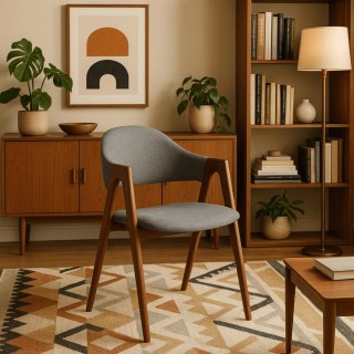 Krzesło RUIZ Szare/Orzech