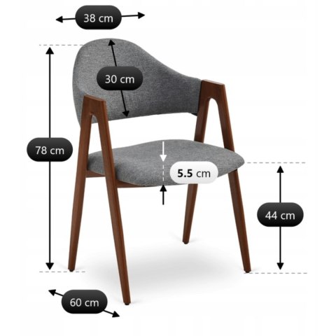 Krzesło RUIZ Szare/Orzech