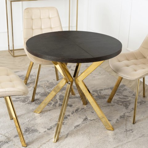 Stół DORIAN Rozkładany 80-160 cm Czarny/Złoty