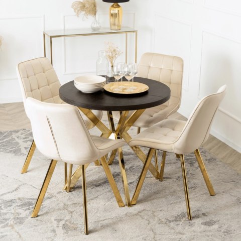 Stół DORIAN Rozkładany 80-160 cm Czarny/Złoty