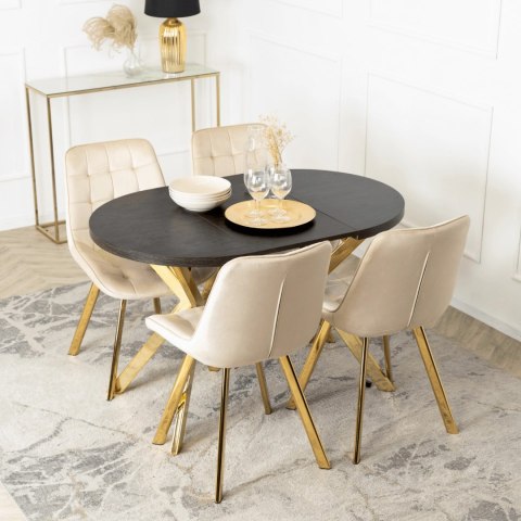 Stół DORIAN Rozkładany 80-160 cm Czarny/Złoty