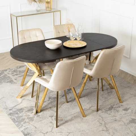 Stół DORIAN Rozkładany 80-160 cm Czarny/Złoty